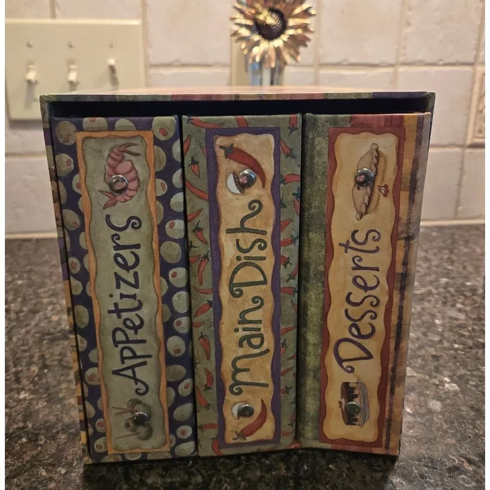 Colorful Recipe Box with Bear Design New